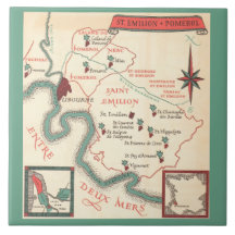 St. Emilion Bordeaux Wein Karte Keramikfliese
