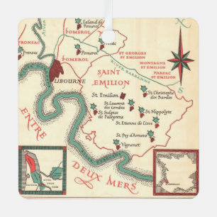 St. Emilion Bordeaux Wein Karte Ornament Aus Metall
