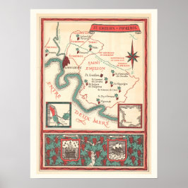St. Emilion Bordeaux Wein Karten Druck Poster