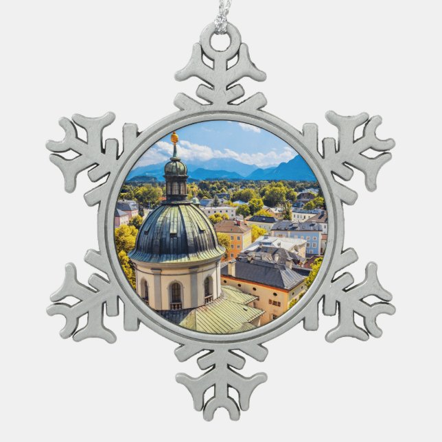 St. Erhard Church, Salzburg, Österreich, Schneeflocken Zinn-Ornament (Vorderseite)