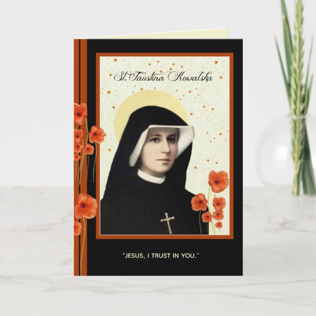 St. Faustina Kowalska von göttlicher Barmherzigkei Karte (Vorderseite)
