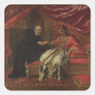 St. Filippo Neri Curing Pope Clemente VIII Quadratischer Aufkleber