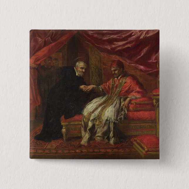 St. Filippo Neri, der Papst Clemente VIII kuriert Button (Vorderseite)