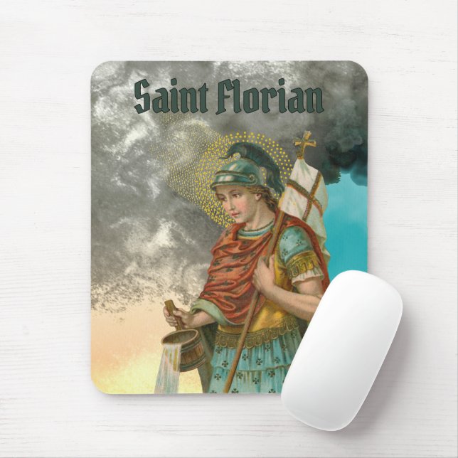 St. Florian mit Eimer (Rauch; M 019) Mousepad (Mit Mouse)