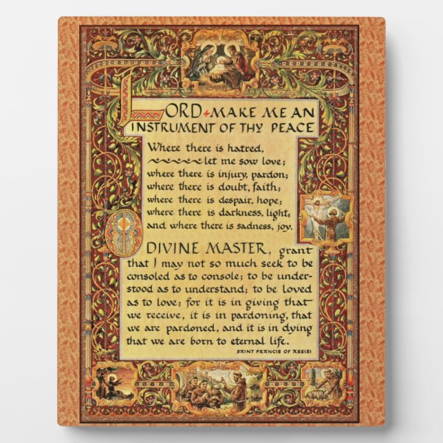 St. Francis Assisi Einfaches Gebet für den Frieden Fotoplatte (Vorderseite)