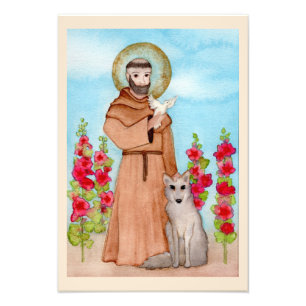 St. Francis Coyote Watercolor Kunst, Dichtung und  Fotodruck