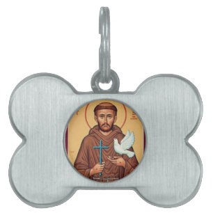 St Francis, das Kreuz-und Tauben-Geschenk hält Tiermarke