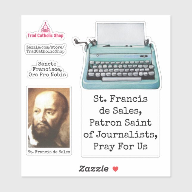St. Francis De Sales Katholik Saint Prayer Aufkleber (Blatt)