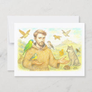 St. Francis - die Predigt für Vögel und Tiere Postkarte