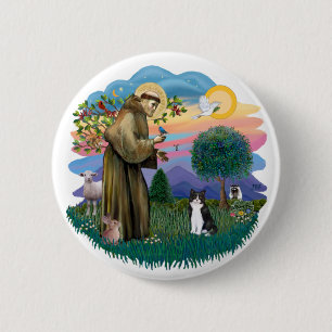 St. Francis (ff) - Schwarz-Weiß-Katze Button