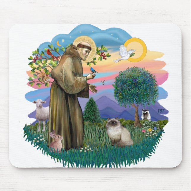 St. Francis (ff) - Siegel Point Himalayan cat Mousepad (Vorne)