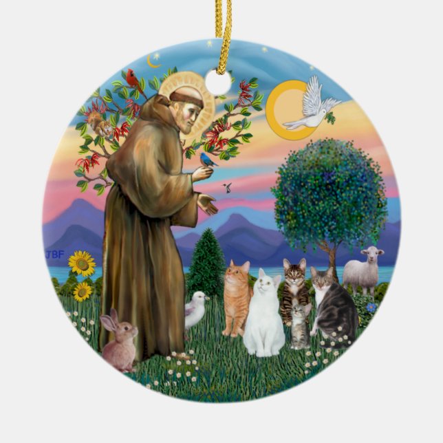 St. Francis - Five Cats (AmSH) Keramik Ornament (Vorne)