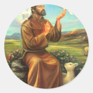 St. Francis Full color T-Shirt, Krawatte, Tasse, S Runder Aufkleber