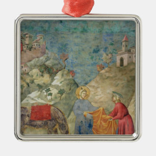 St Francis gibt einem Fremden seinen Mantel Silbernes Ornament