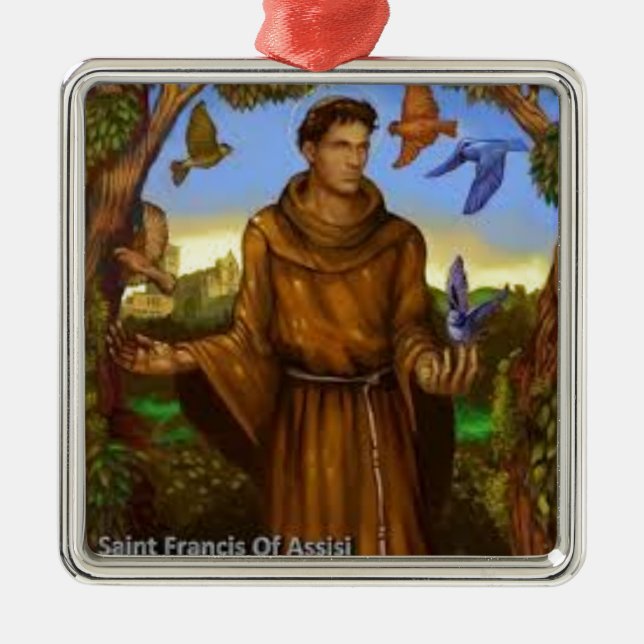 St Francis mit Vögeln, reizender Verzierung oder Silbernes Ornament (Vorne)