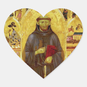 St Francis mittelalterlicher Ikone Assisis Herz-Aufkleber
