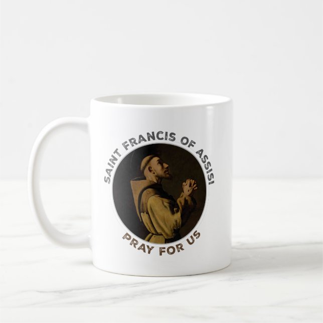 St. Francis of Assisi Pray for Us Kaffeetasse (Links)