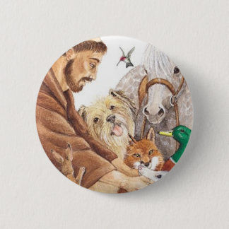 St Francis u. Tiere, Hut, Button, Button