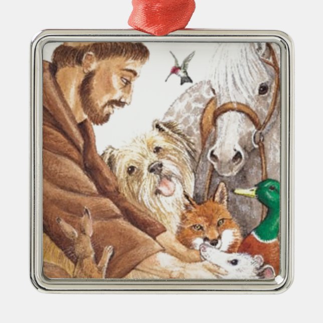 St Francis u. Tiere, Hut, Button, Ornament Aus Metall (Vorne)