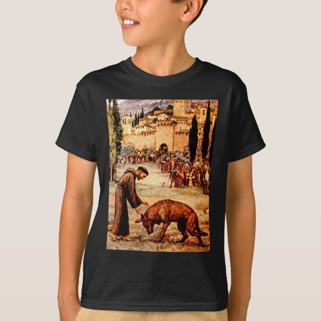 St Francis und der Wolf T-Shirt (Vorderseite)