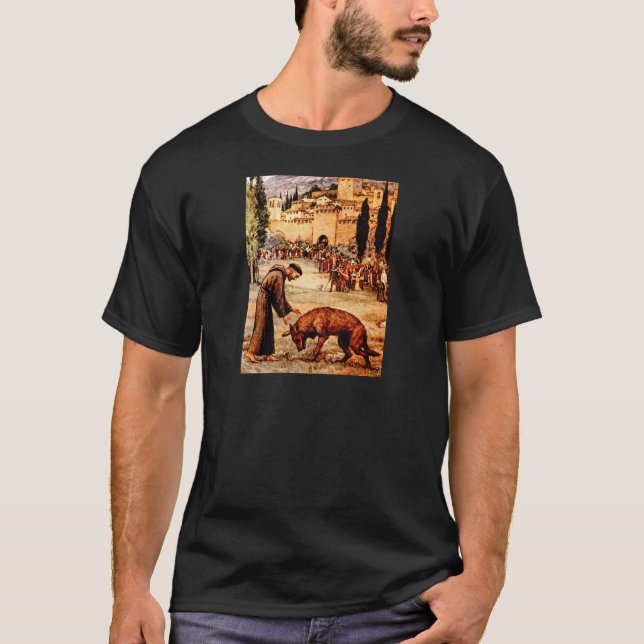 St Francis und der Wolf T-Shirt (Vorderseite)