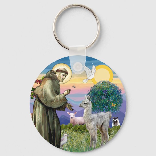 St Francis und Llama Baby Schlüsselanhänger (Vorderseite)