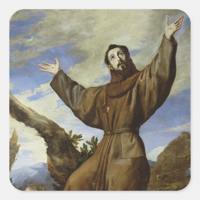St. Francis von Assisi 1642 Quadratischer Aufkleber (Vorderseite)