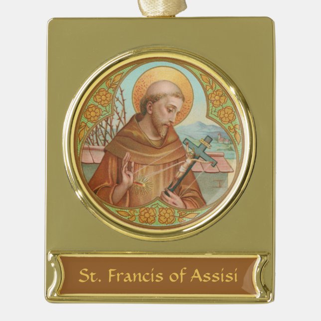 St. Francis von Assisi (BK 002) Banner-Ornament Gold (Vorderseite)