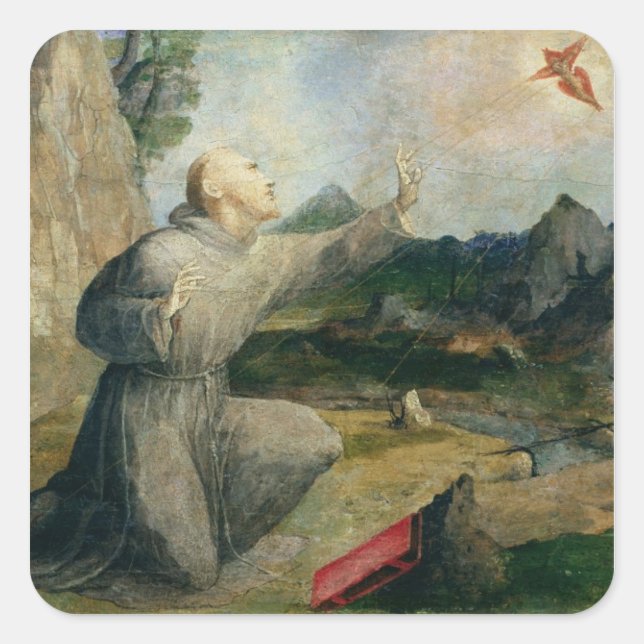 St. Francis von Assisi Empfang der Stigmata Quadratischer Aufkleber (Vorderseite)