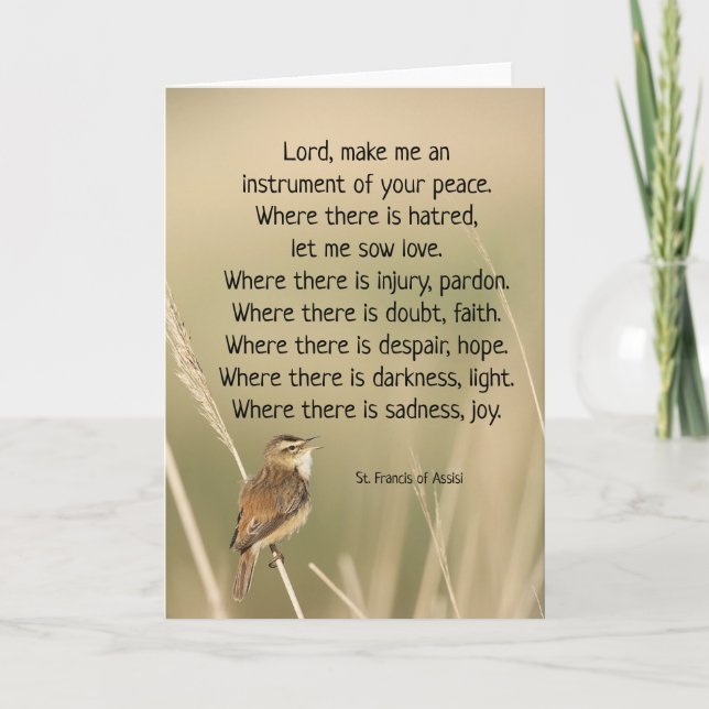 St. Francis von Assisi Gebet Bird Inspiration Karte (Vorderseite)
