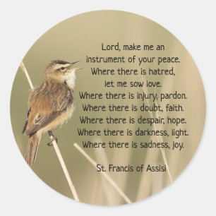 St. Francis von Assisi Gebet Bird Inspiration Runder Aufkleber