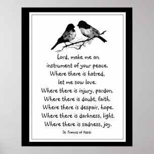 St. Francis von Assisi Gebet mit kleinen Vögeln Poster