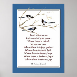 St. Francis von Assisi Gebet mit Magpie Birds Poster