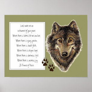 St. Francis von Assisi Gebet mit Wolf & Tracks Poster
