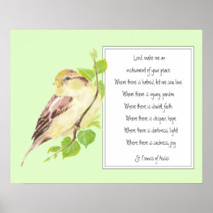 St. Francis von Assisi, Gebet-Sparrow-Vogel Poster