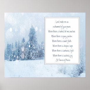 St. Francis von Assisi Gebet Winterschneewald Poster