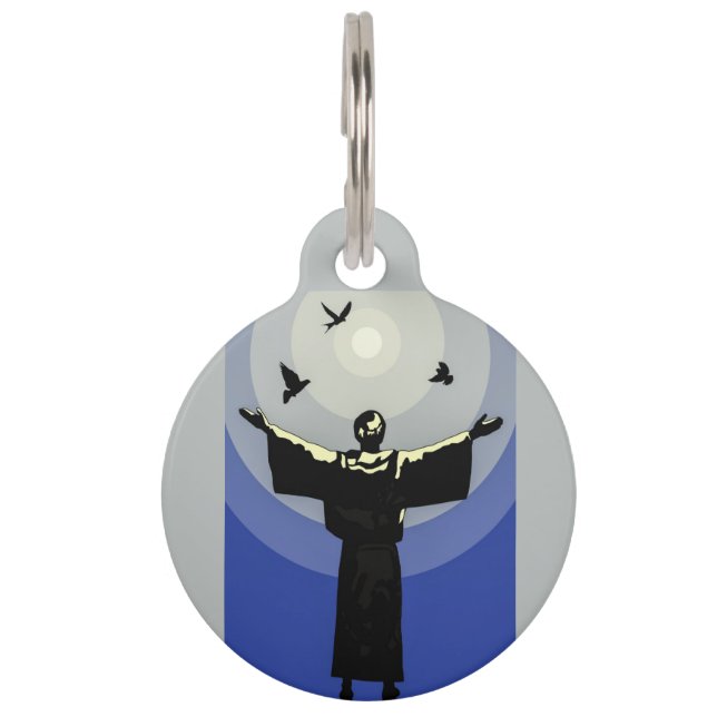 St. Francis von Assisi Gray Animal Protector Haustiermarke (Vorderseite)