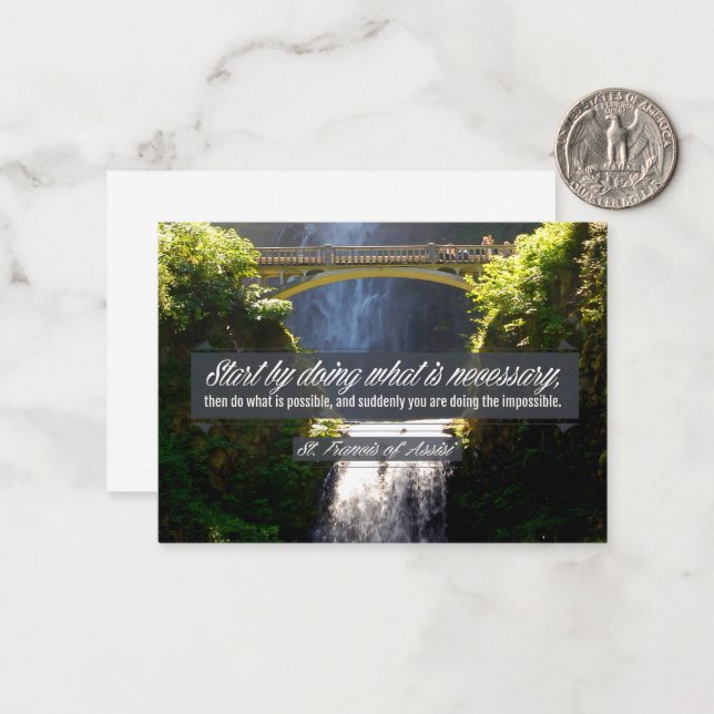 St. Francis von Assisi Inspiration Zitat "Doing" Mitteilungskarte (Vorderseite/Rückseite Beispiel)