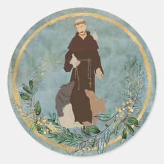 St. Francis von Assisi Jade Gold Pet Protecter Runder Aufkleber