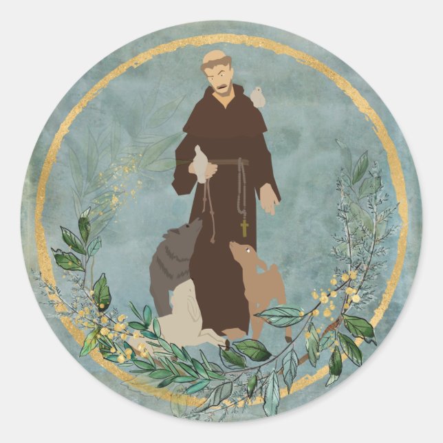 St. Francis von Assisi Jade Gold Pet Protecter Runder Aufkleber (Vorderseite)