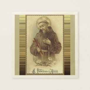 St Francis von Assisi mit Kruzifix-Lilien Serviette