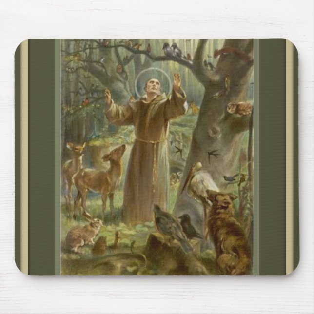 St Francis von Assisi mit Tieren Mousepad (Vorne)