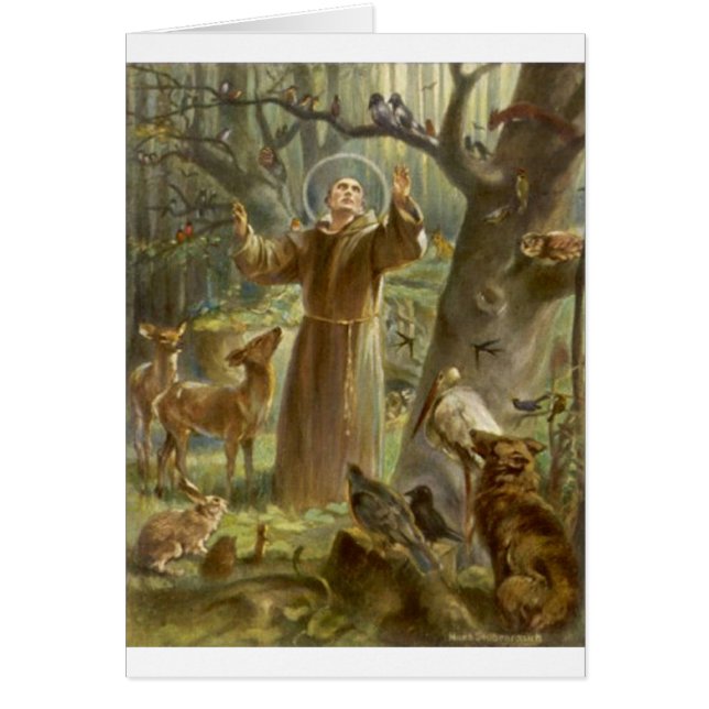St Francis von Assisi predigend zu den Tieren (Vorne)