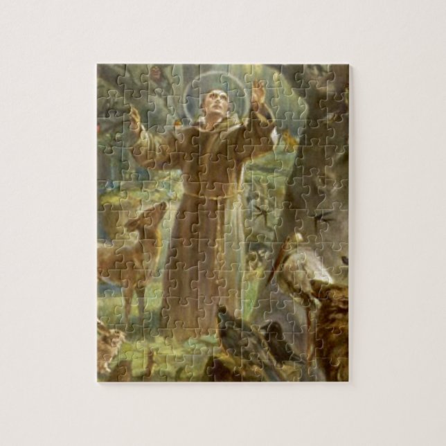 St Francis von Assisi predigend zu den Tieren Puzzle (Vertikal)