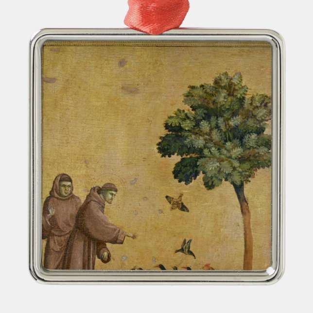 St Francis von Assisi predigend zu den Vögeln Ornament Aus Metall (Vorne)