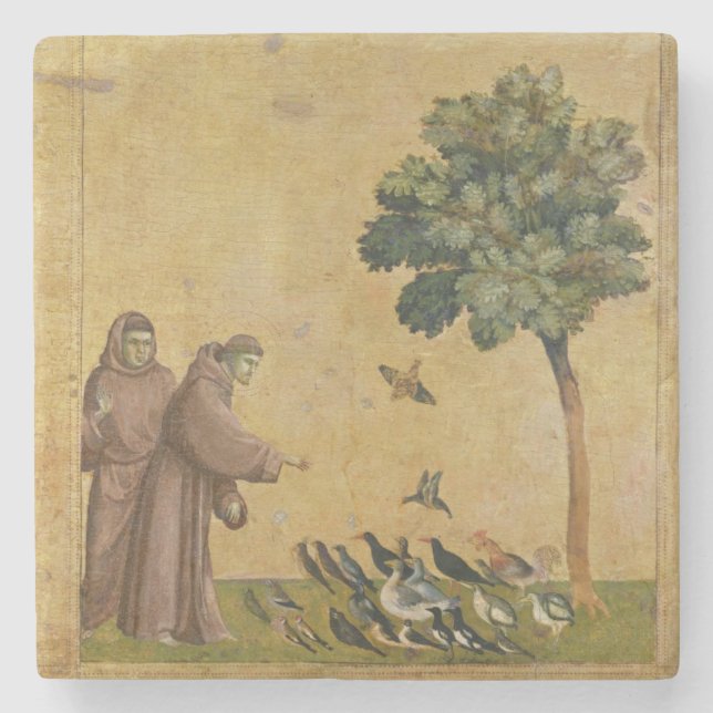 St Francis von Assisi predigend zu den Vögeln Steinuntersetzer (Vorderseite)