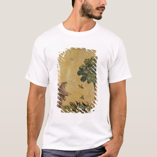 St Francis von Assisi predigend zu den Vögeln T-Shirt (Vorderseite)