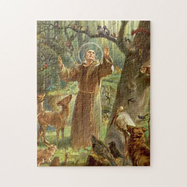 St. Francis von Assisi predigt den Tieren Puzzle (Vertikal)