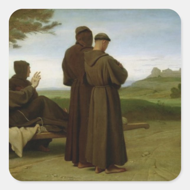 St. Francis von Assisi Quadratischer Aufkleber (Vorderseite)