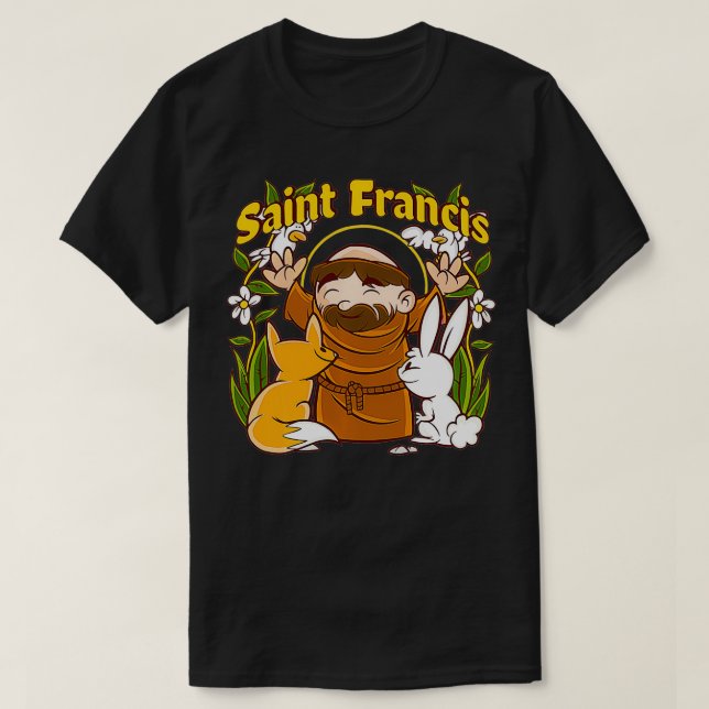 St. Francis von Assisi Schutzheilige der Tiere Cat T-Shirt (Design vorne)